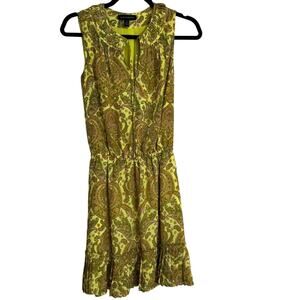 Banana Republic Mini Paisley Dress Yellow Green Size XS P